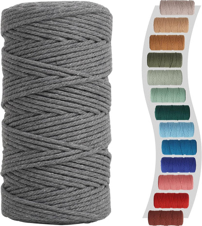 Sage Macrame Cord 3Mm X 220Yards, Colored Cotton Cord, Macrame Rope Macrame Yarn, Colorful Cotton Craft Cord for Macrame Plant Hangers, Macrame Wall Hanging, DIY Crafts