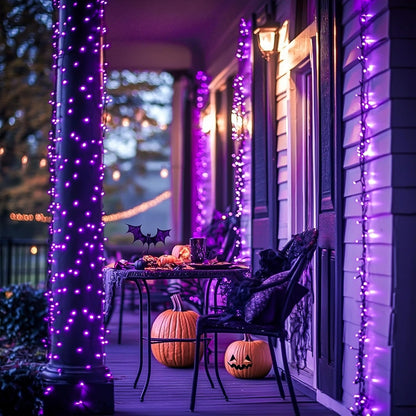 250 LED Halloween String Lights, 91.5Ft Purple Halloween Lights Outdoor Waterproof, 8 Lighting Modes Connectable Christmas Tree Lights for Yard Patio Party Holiday Decorations