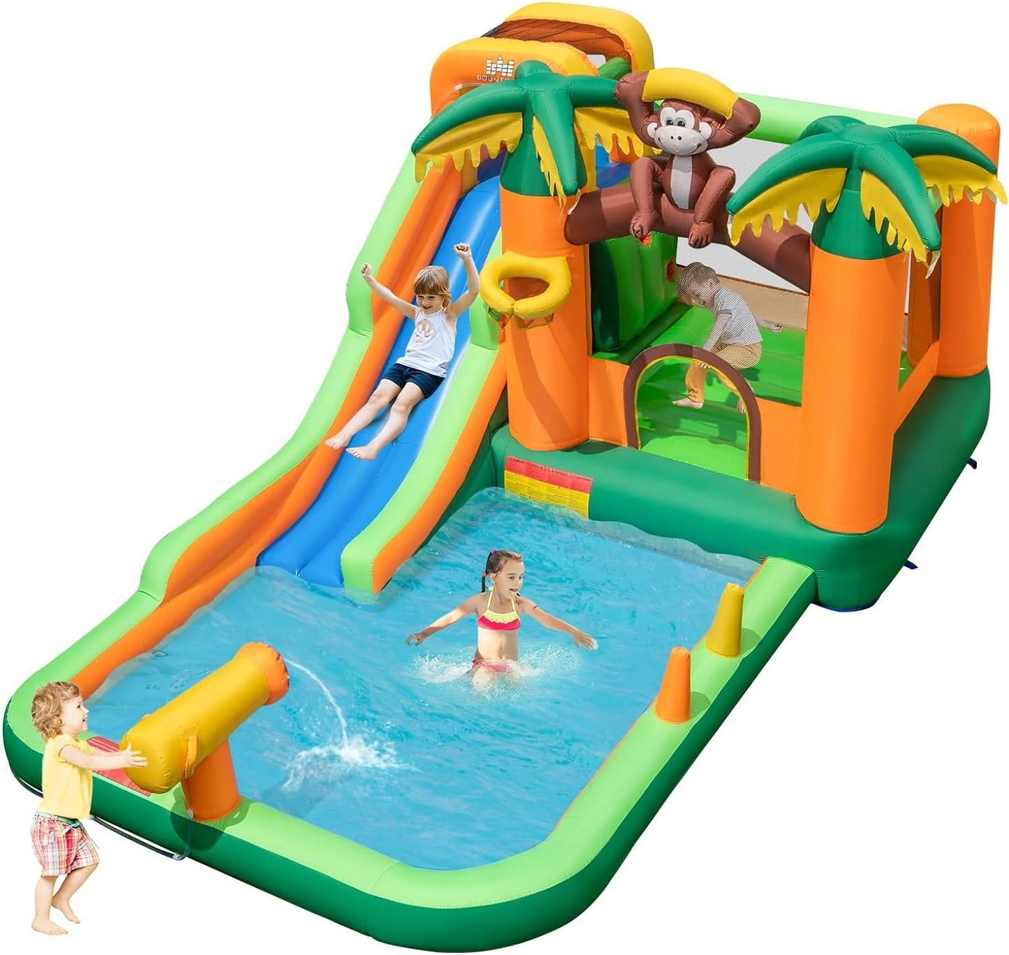 Inflatable Water Slide, Bounce House Water Slide with Ball Pit for Kids Backyard Fun W/735W Blower, Blow up Jump Bouncy Castle Water Slides Inflatables for Kids Boys Girls Outdoor Party Gifts