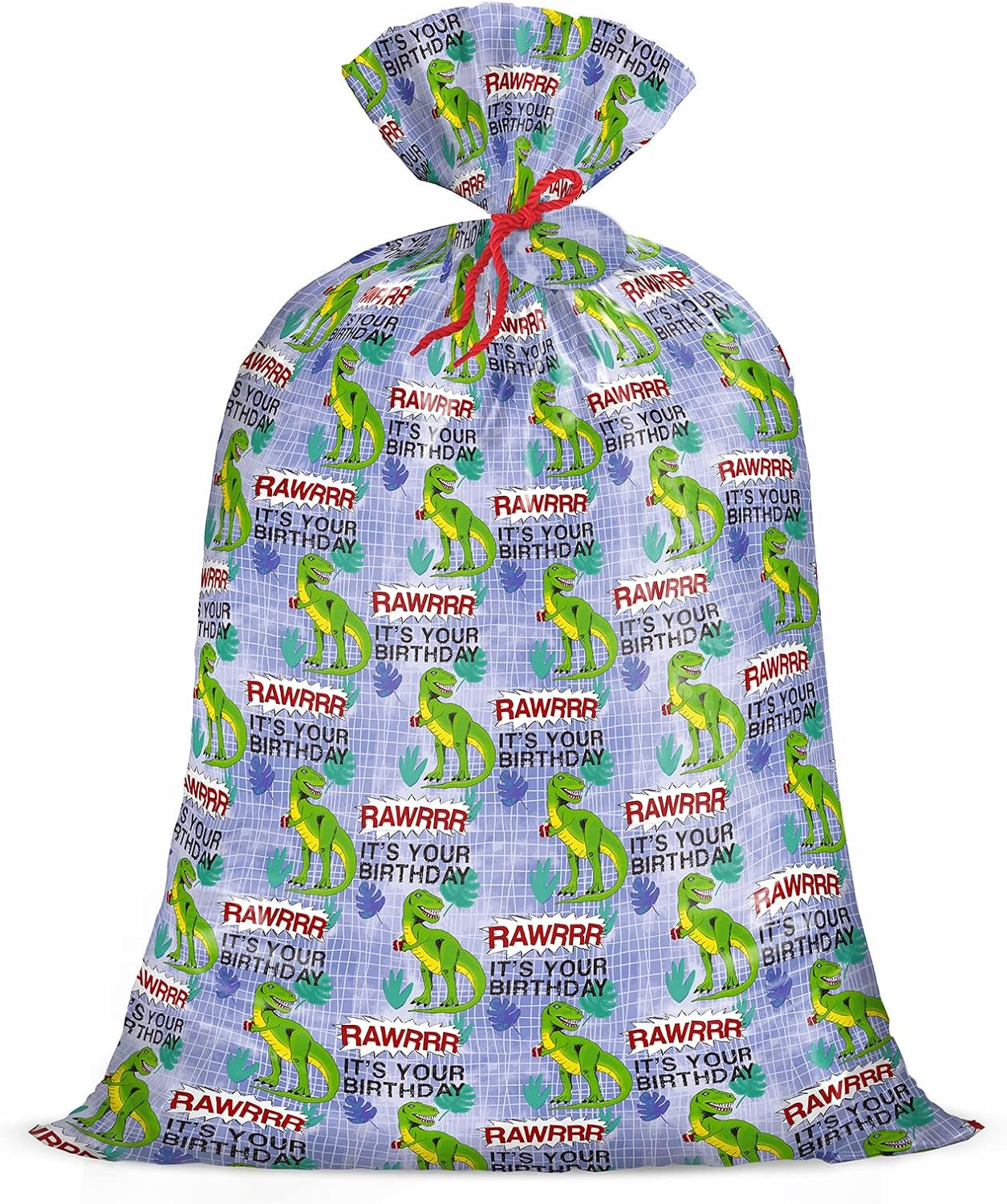 56" Large Birthday Plastic Gift Bag - Dinosaurs and It Is Your Birthday Design for Baby Shower, Kids Birthdays, Parties, Celebrating, or Any Occasion - 56" H X 36" W