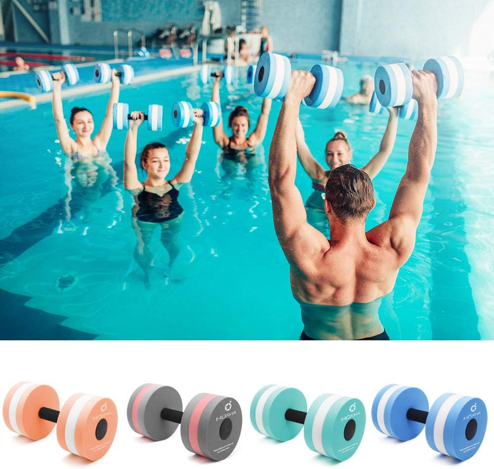 Water Dumbbells, Aquatic Exercise Dumbell Set of 2 Water Aerobic Exercise Foam Dumbbells Pool Resistance Water Fitness Equipment for Weight Loss