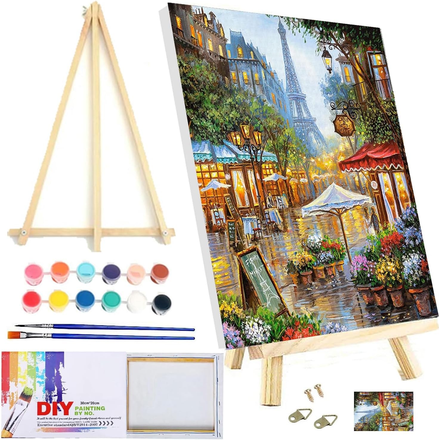 Framed and Easel Woman Flower Paint by Numbers Kit for Adults,Figure Easy Paint by Numbers Kit for Beginner Home Table and Gift for Wall Decor 7.8X11.8Inch