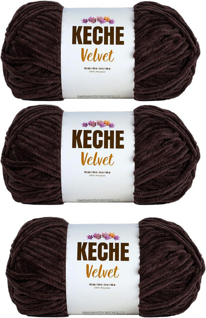 Velvet Yarn for Crocheting, Soft Chenille Bulky Baby Blanket Amigurumi Yarn 100 Gr (132 Yds) - Latte