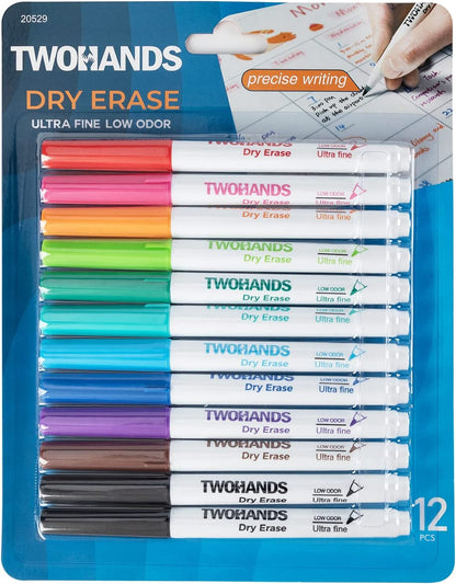 Dry Erase Markers Ultra Fine Tip,0.7Mm,Low Odor,Extra Fine Point,11 Assorted Colors,Whiteboard Markers for School,Office,Home,Or Planning Whiteboard,12 Count,20529