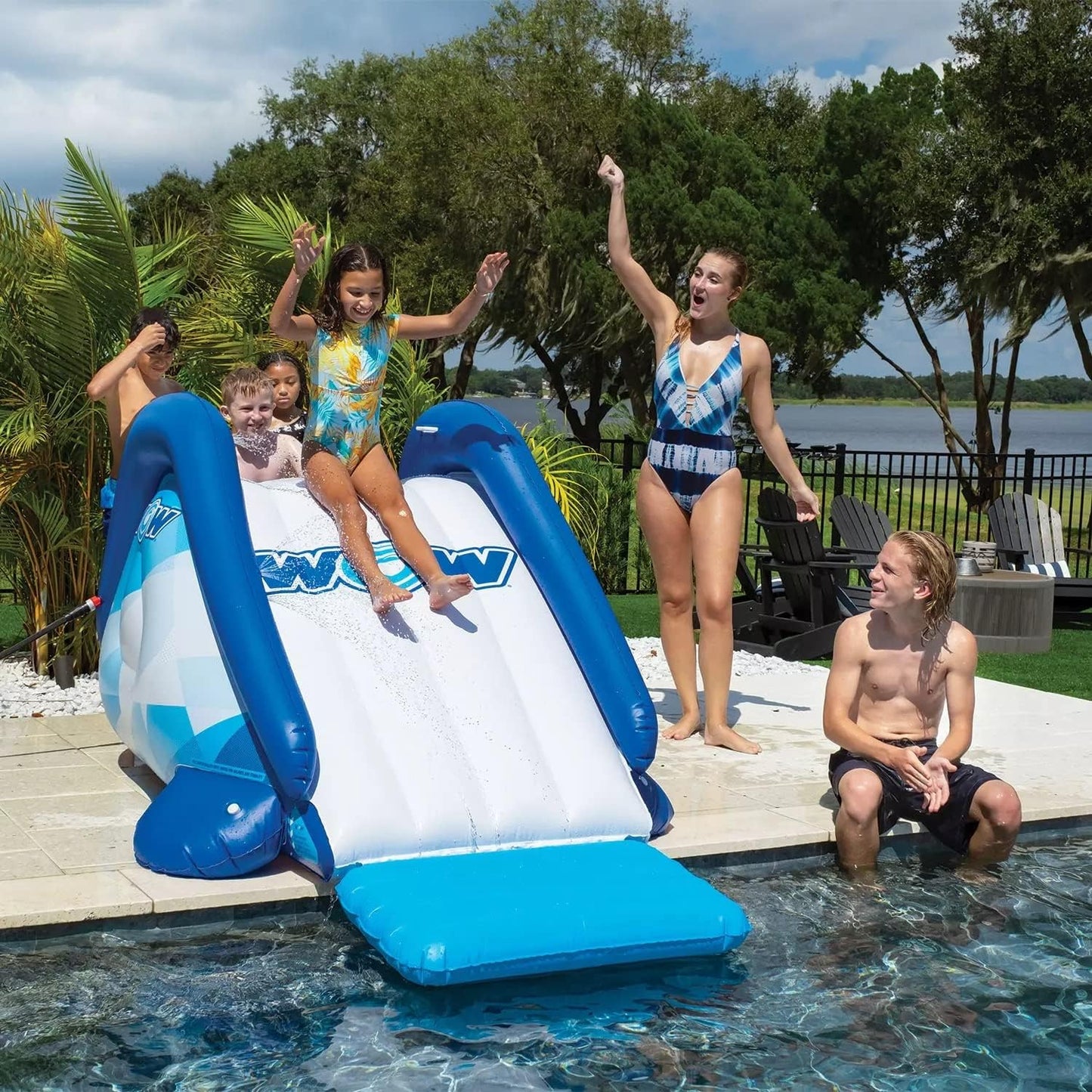 Cascade Pool Slide, Inflatable Slide with Sprinkler
