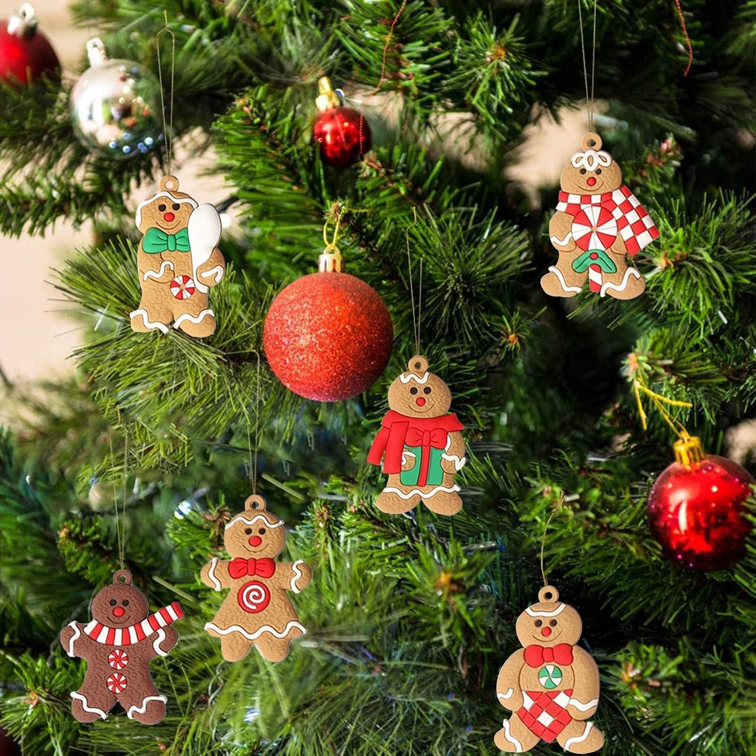 12-Pack Plastic Gingerbread Man Christmas Tree Ornaments - 3 Inch Holiday Decorations