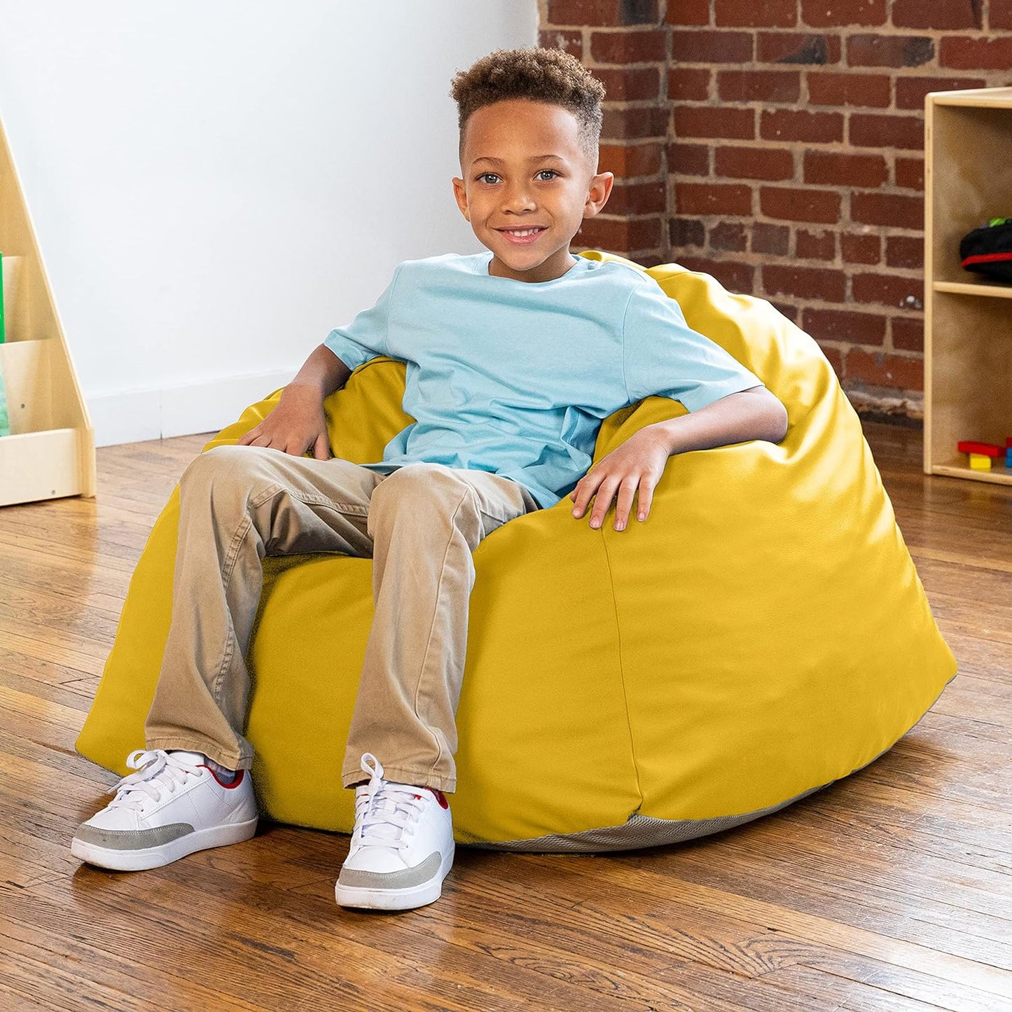 Gumdrop Jr. Kids Bean Bag for Early Childhood & Educational Environments, Premium Vinyl - Turquoise