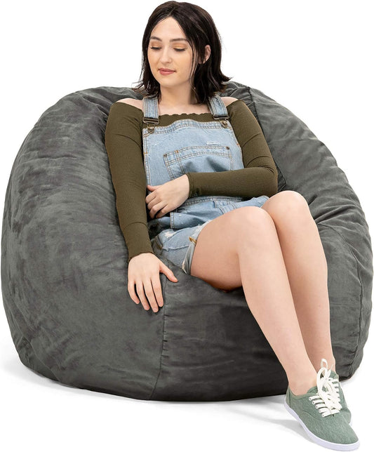 Saxx 4 Ft Plush round Bean Bag, 4-Foot, Microsuede Charcoal