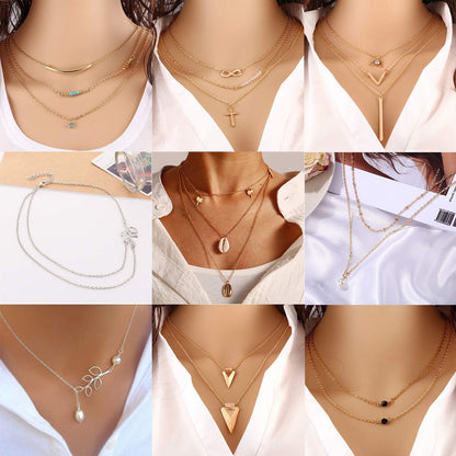 20 PCS Pendant Necklace with 14 PCS Gold,6 PCS Sliver,20 Styles of Necklaces for Women Girls Jewelry Fashion and Valentine Birthday Party Gift