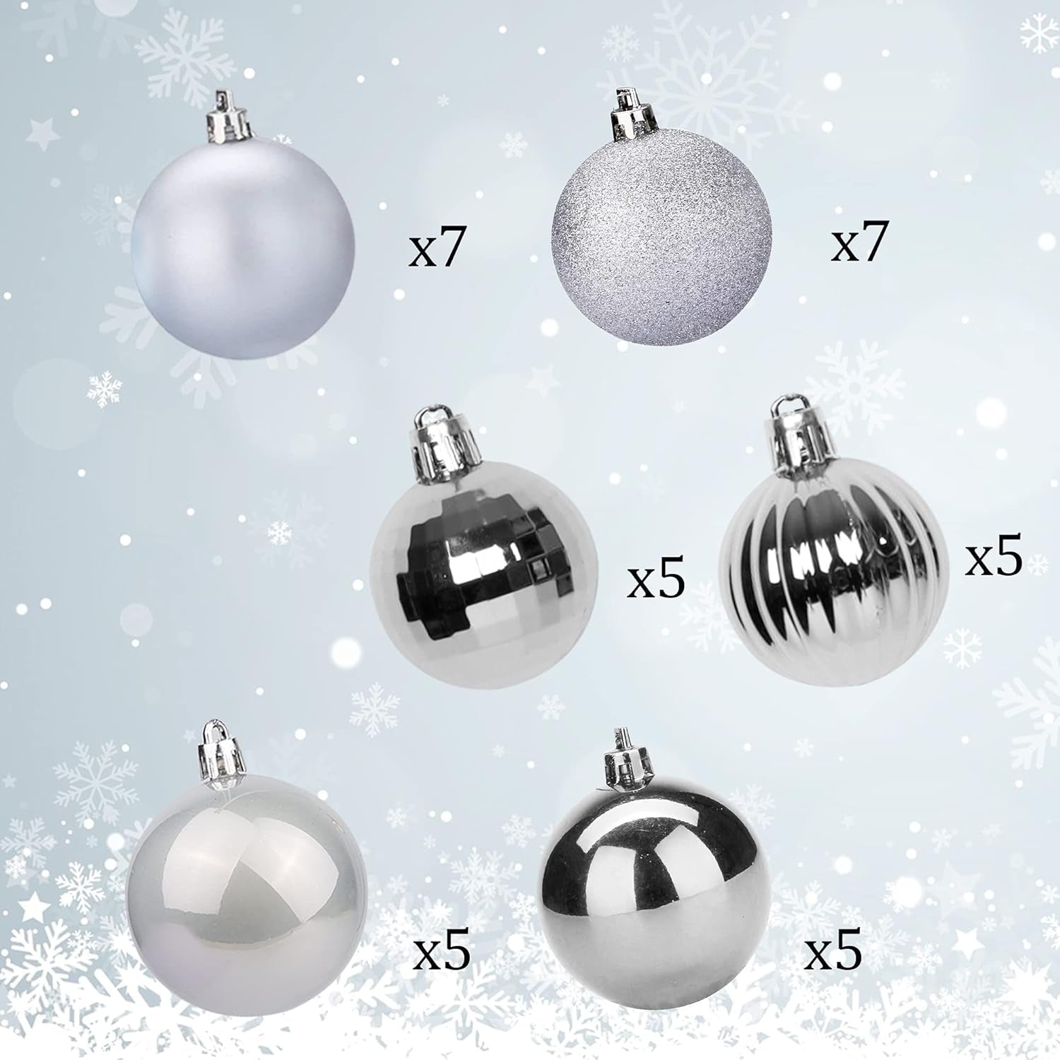 Christmas Ball Ornaments, 24 Ct Pre-Strung Xmas Tree Decorations, Holiday Hanging Balls Black 2.36"