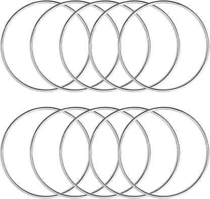 10 Pcs 6 Inch Metal Rings for Craft Silver Hoops Floral Macrame Hoops Rings for DIY Crafts Macrame Dream Catchers Supplies(Silver,6 Inch)