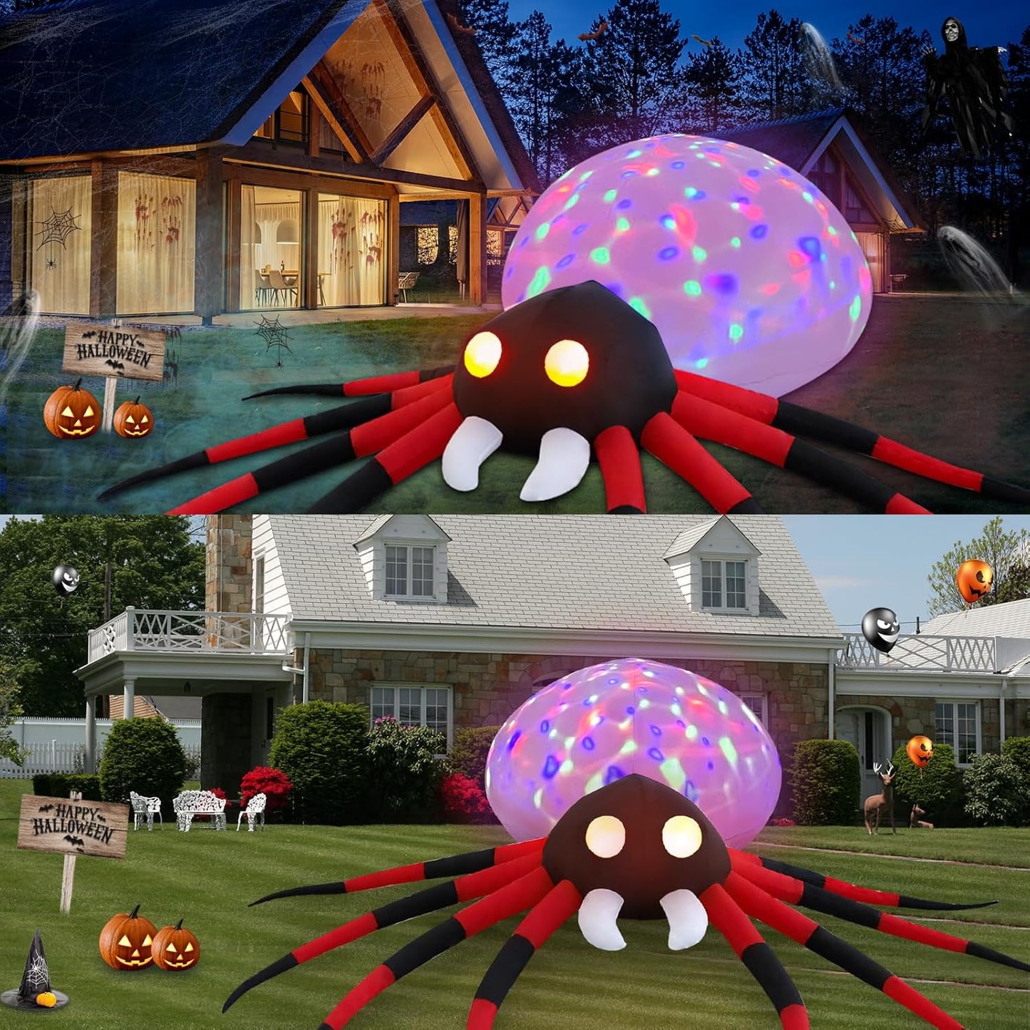 8.5Ft Spider Halloween Outdoor Inflatable Decoration with LED Lights, Holiday Inflatable Decoration for Outdoor Patio, Garden, Lawn