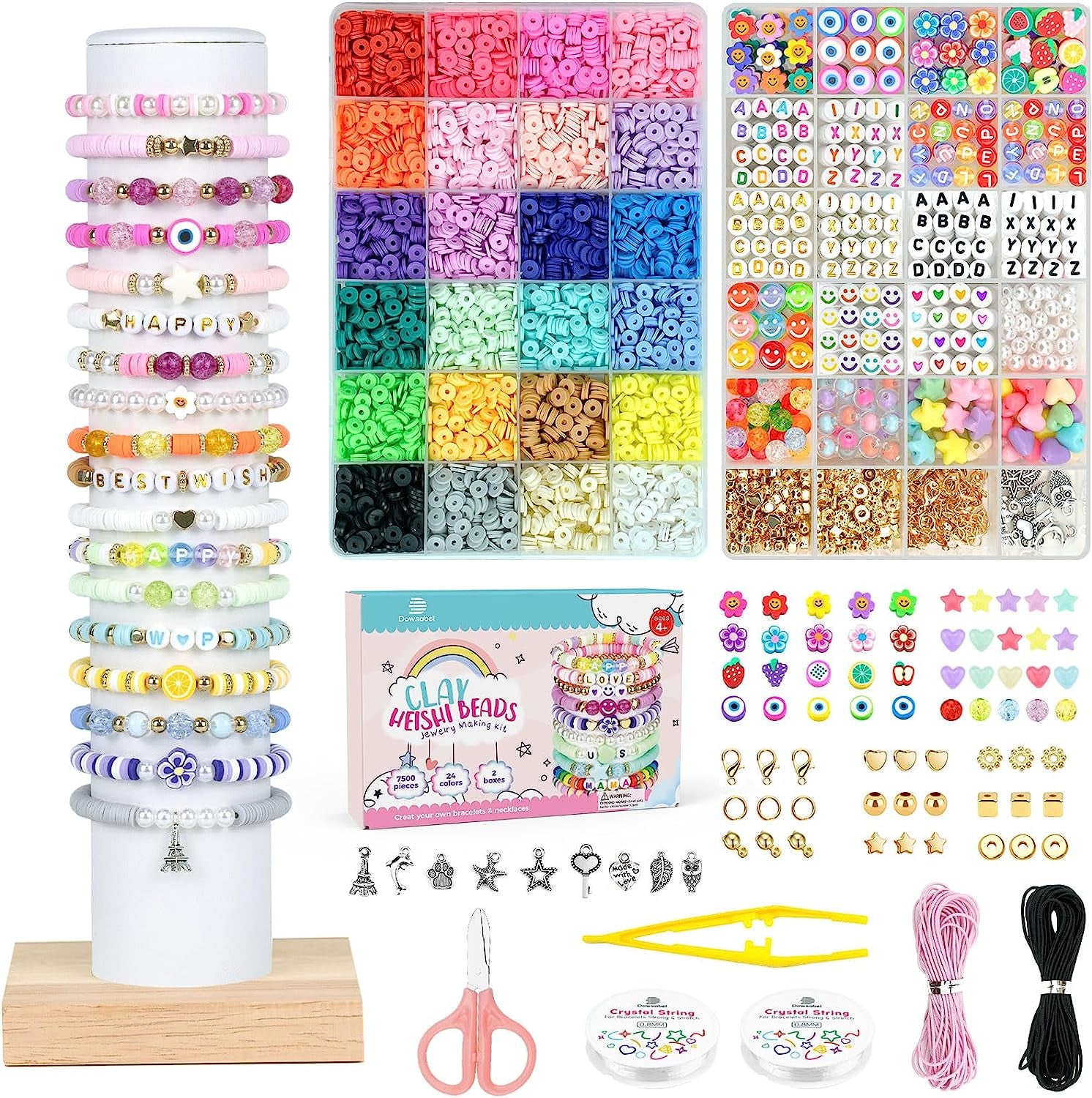 Clay Beads Bracelet Making Kit for Beginner, 5000 Pcs Preppy Polymer Clay Beads with Charms Kit for Jewelry Making, DIY Arts and Crafts Birthday Gifts Toys for Kids Age 6-13