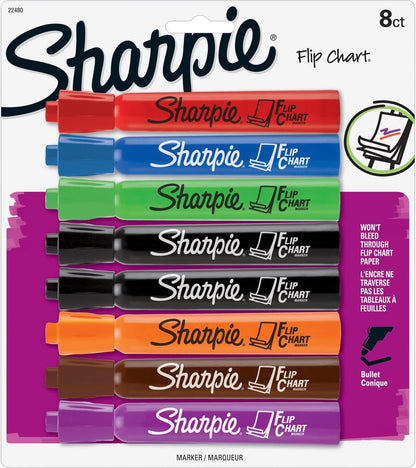 22480PP Flip Chart Marker, Bullet Point, 8/PK, Assorted