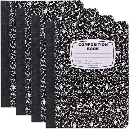 Marble Composition Notebook Wide Ruled Black and White Composition Books 100 Sheets (2 Pack)