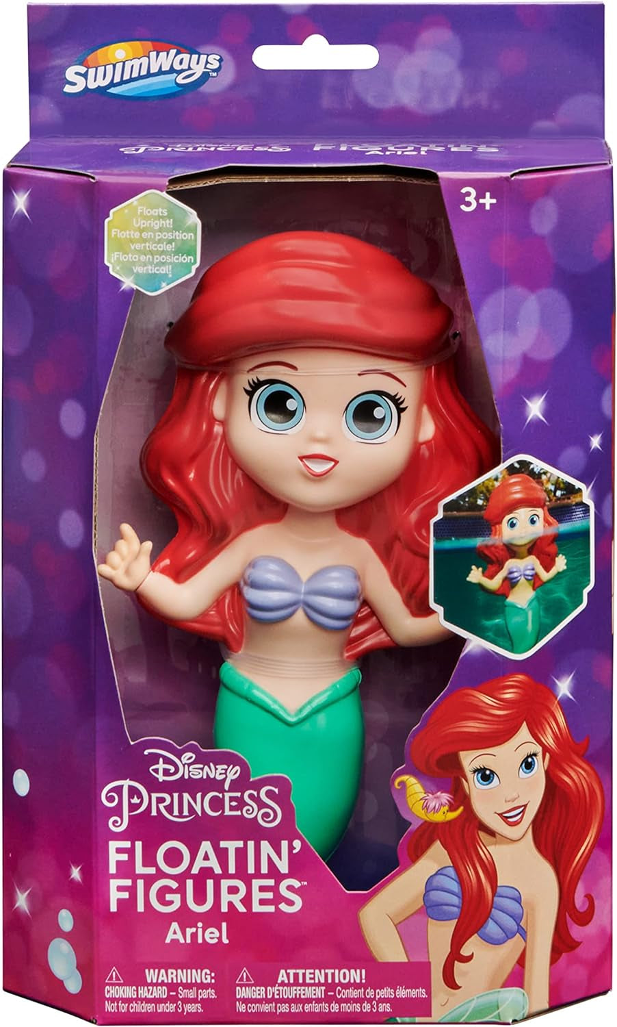 Disney Princess Ariel Floatin' Figures, Swimming Pool Accessories & Kids Pool Toys, Little Mermaid Party Supplies & Water Toys for Kids Aged 3 & Up