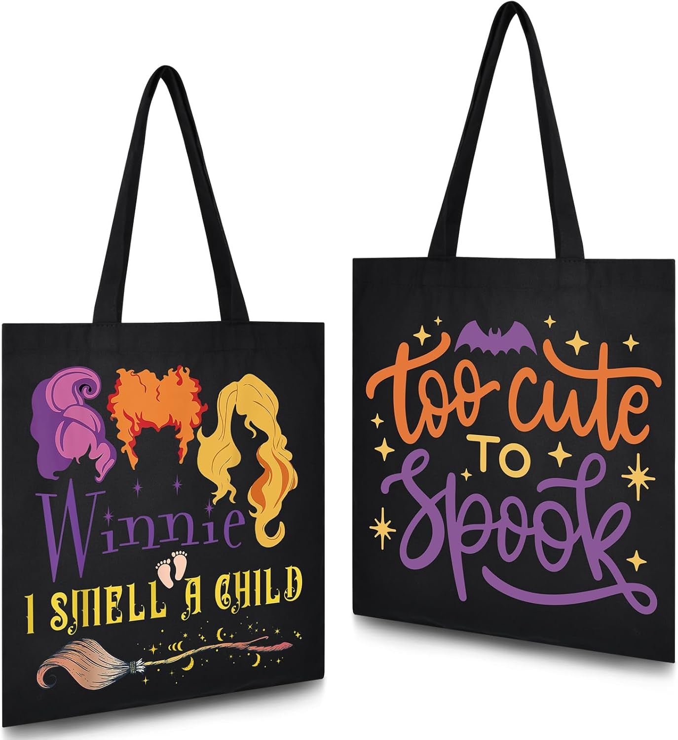 Halloween Tote Bag Trick or Treat Bag Halloween Canvas Bags Reusable Large Halloween Gifts Grocery Candy Bag for Kids