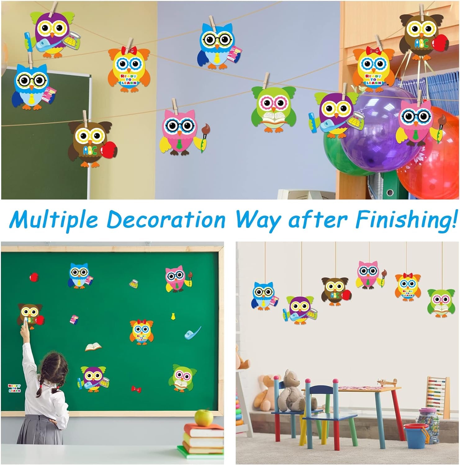 30 PCS First Day of School Craft Kits for Preschool Kids, Colorful Owl DIY Craft Back to School Crafts Bulk Owls Themed Bulletin Board Classroom Game Activities Party Favors