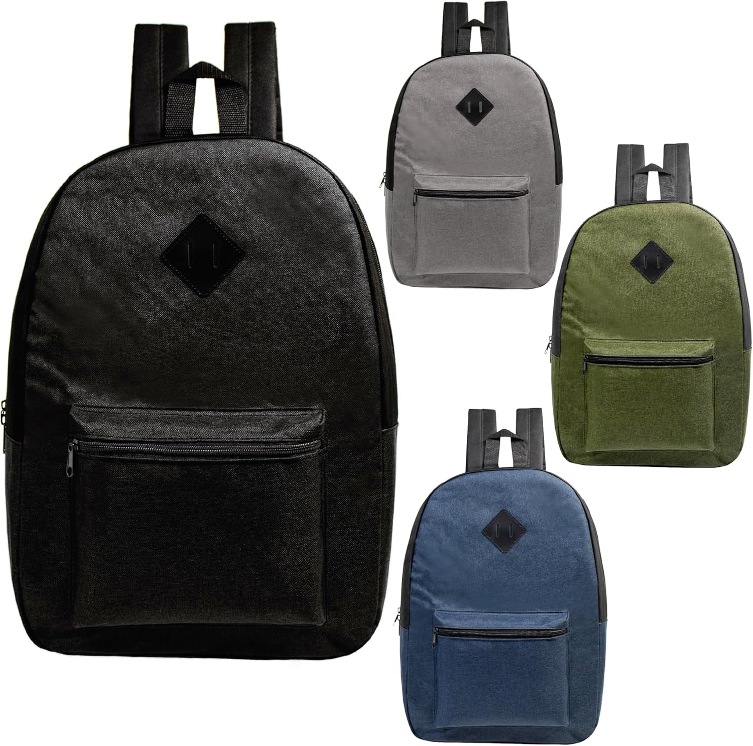 24 Pack 17 Inch Wholesale Bulk Backpack for Work School in Assorted Color Perfect for Donations and Giveaways