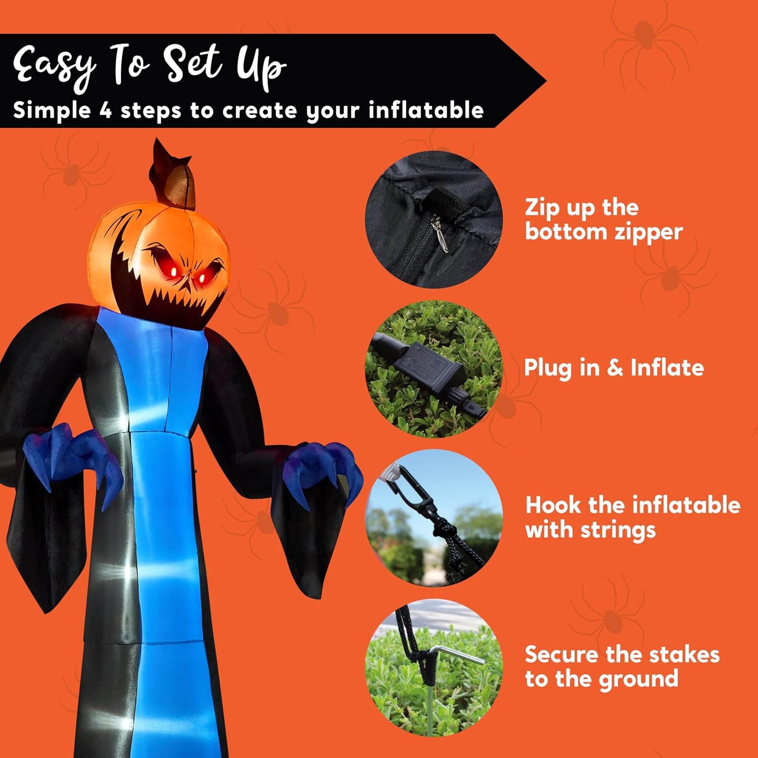 12 FT Tall Halloween Inflatables Ghost Outdoor Decorations, Inflatable Halloween Yard Decorations, Blow up Ghost Halloween Decor with Build-In Leds for Scary Halloween Decorations