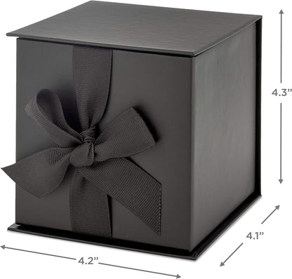 Small Gift Box with Bow and Shredded Paper Fill (Gray 4 Inch Gift Box) for Weddings, Graduations, Birthdays, Father'S Day, Groomsmen Gifts, All Occasion