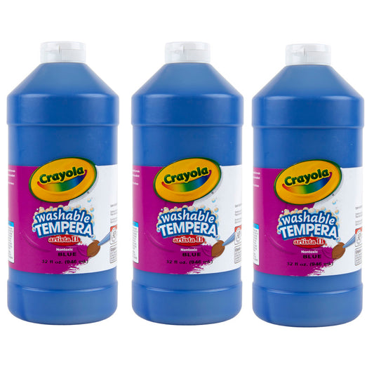 Artista II Washable Tempera Paint, 32 oz, Blue, Pack of 3