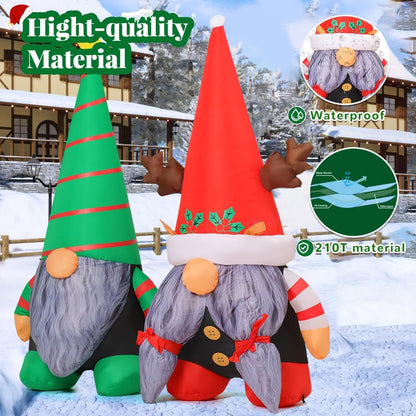 5.4 FT Christmas Inflatable Outdoor Decoration, Blow up Gnomes Built-In Leds, Holiday Inflatables for Indoor Outdoor Patio Lawn Birthday Party Xmas Gift