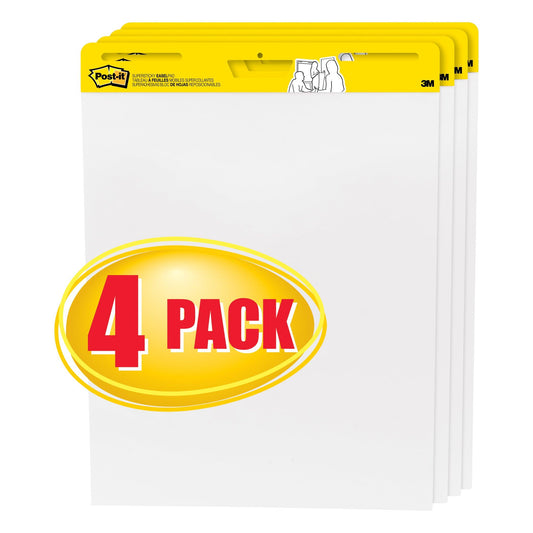 Easel Pad, 25" x 30", Self Stick Sheets, 30 Sheets/Pad, Pack of 4 - Loomini