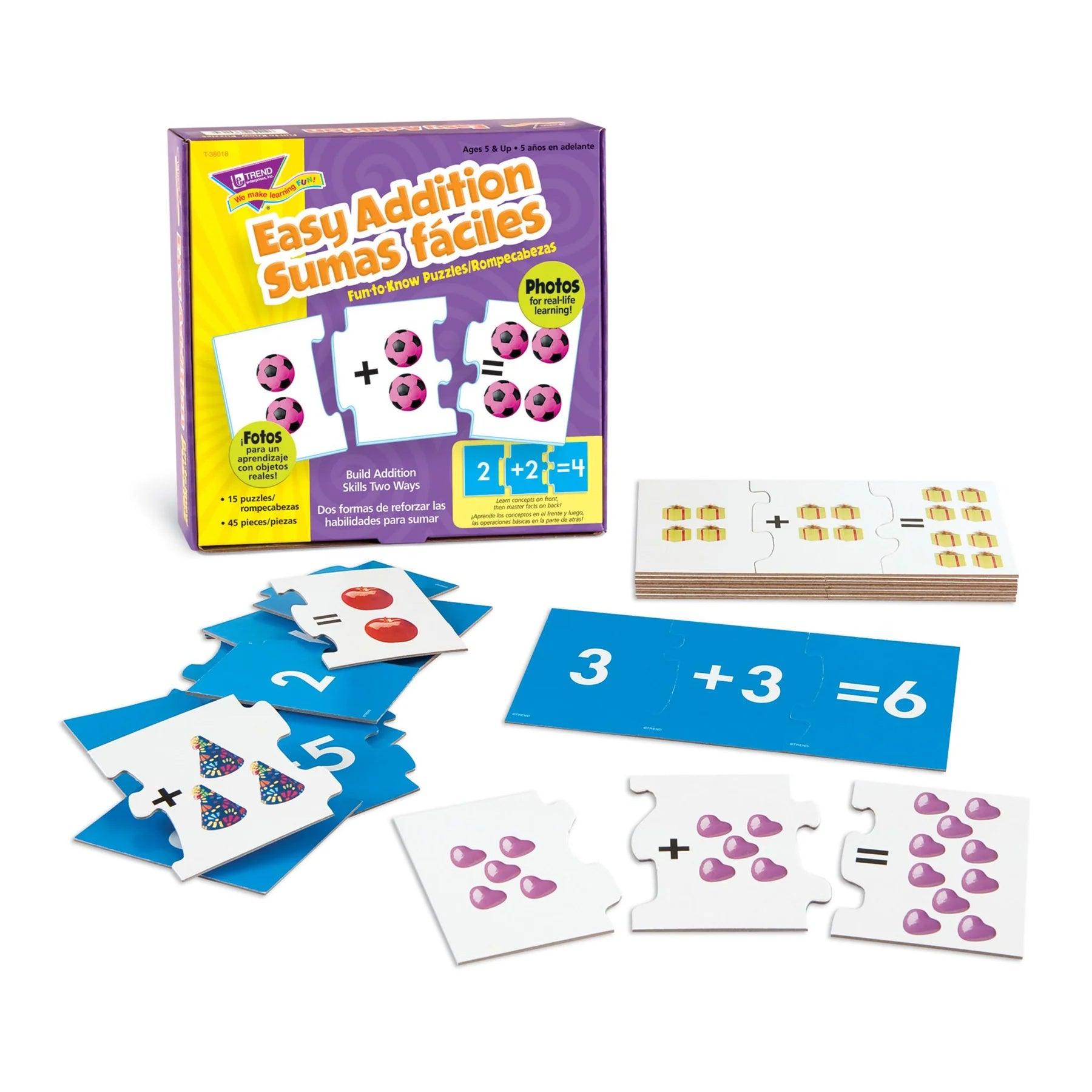 Easy Addition/Sumas faciles Fun-to-Know® Puzzles, Pack of 2 - Loomini