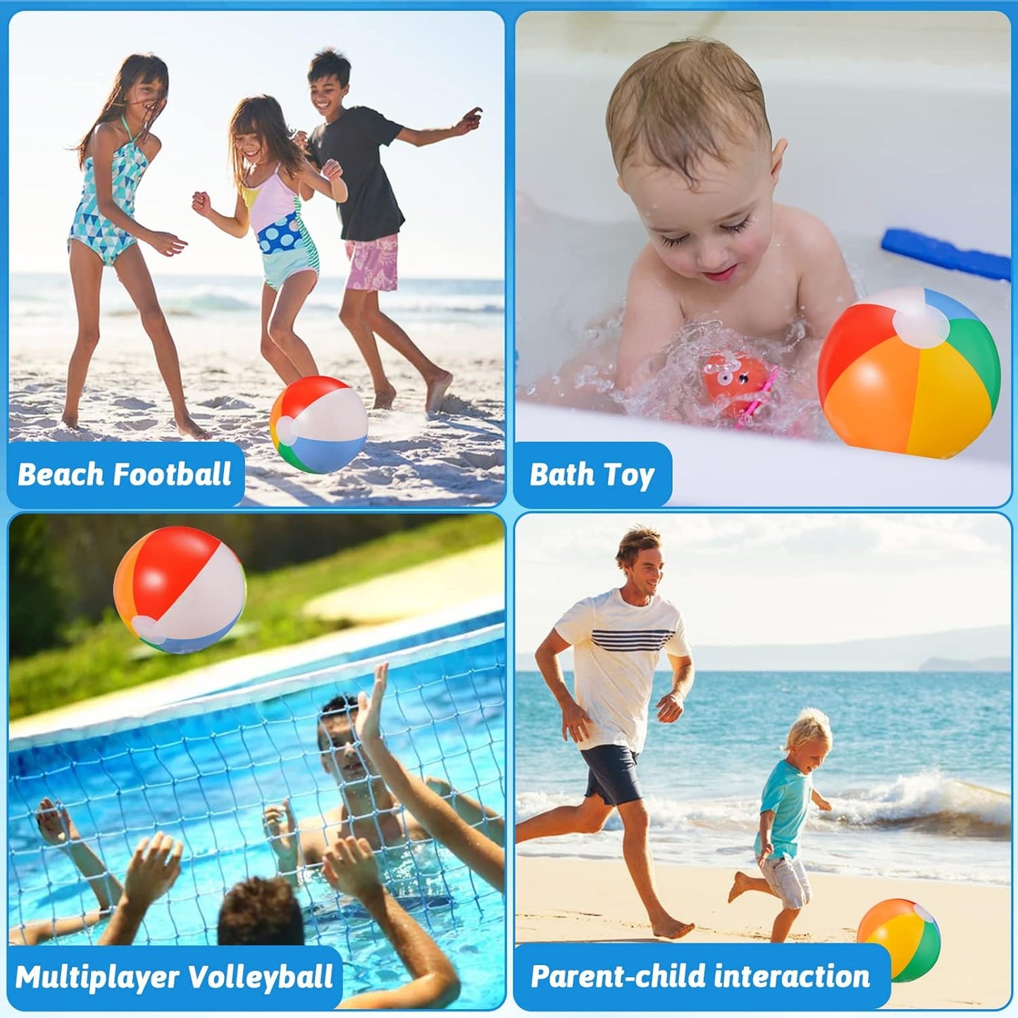 Beach Balls Bulk 24 Pack - 9" Inflatable Beachballs Swimming Pool Toys for Kids Summer Water Games, Kids Birthday Party Favors Lua/Hawaiian Tropical Theme Decorations Supplies