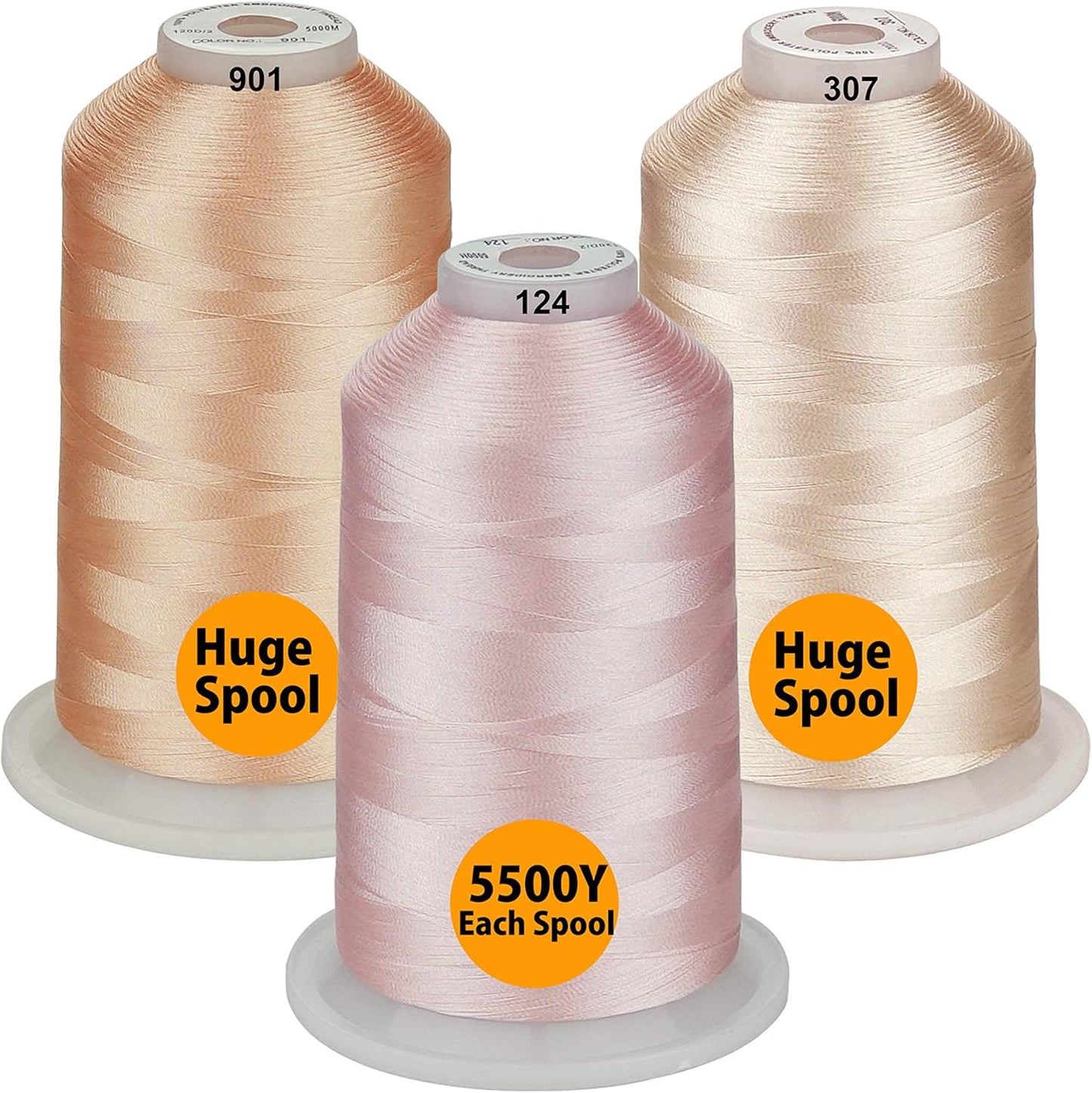 - 33 Selections - Various Assorted Color Packs of Polyester Embroidery Machine Thread Huge Spool 5500Y for All Purpose Sewing Embroidery Machines - #900 Black