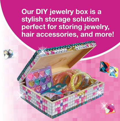 DIY Sparkly Girls Jewelry Box for Girls 8-12 Yrs Old - 10 9 8 7 6 Year Old Girl Birthday Gift Idea & Christmas Crafts for Girls 8-12 - Girl Toys 8-10, Arts and Crafts for Kids Ages 6-8