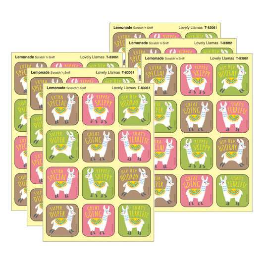 Lovely Llamas, Lemonade Scent Scratch 'n Sniff Stinky Stickers®, 48 Per Pack, 6 Packs