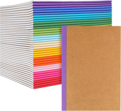 60 Pack A5 Kraft Notebooks, Composition Notebooks Lined Journal Bulk, 15 Colors with Rainbow Spines, 60 Pages for Kids Women Girls, School Office Supplies