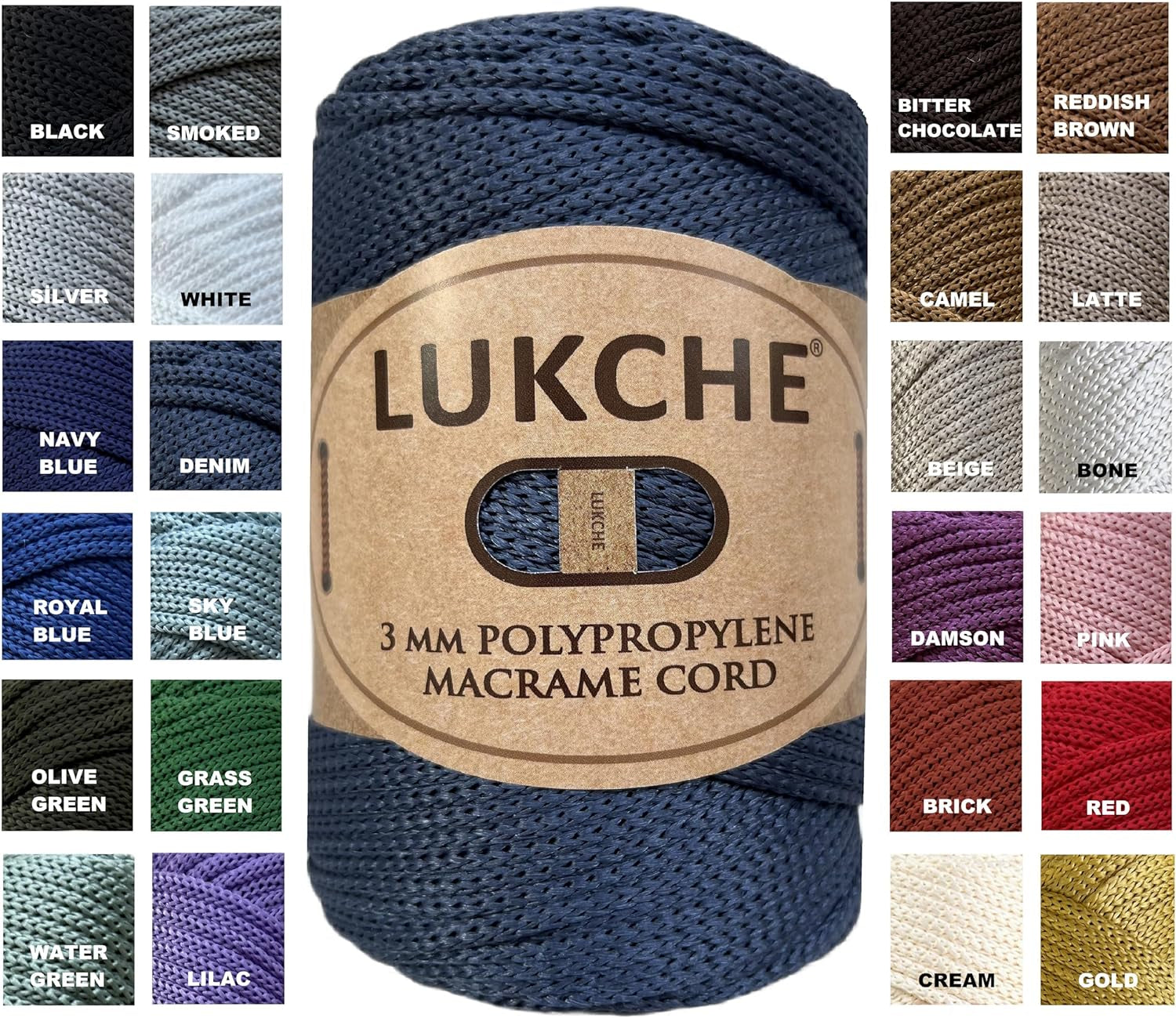 3Mm Premium Polyester Macrame Cord (147 Yards), (8.82 Oz) 100% Polypropylene Macrame Rope, Colorful Yarn Crochet Macrame Bag Craft for Wall Hangers, Bottom Plates, Carpets (Silver 1)