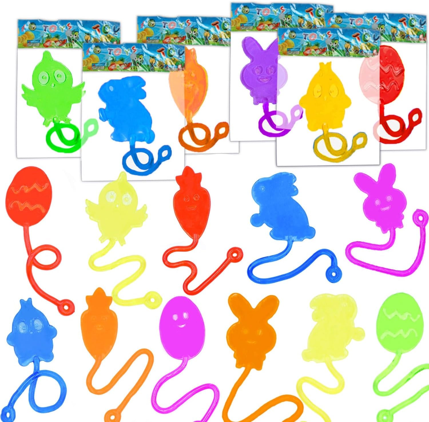 28 Pack Easter Sticky Hands Toys, Easter Theme Styles Stretchy Toys Easter Egg Basket Stuffers, Gifts, Pinata Fillers, Party Favors for Kids Boys Girls