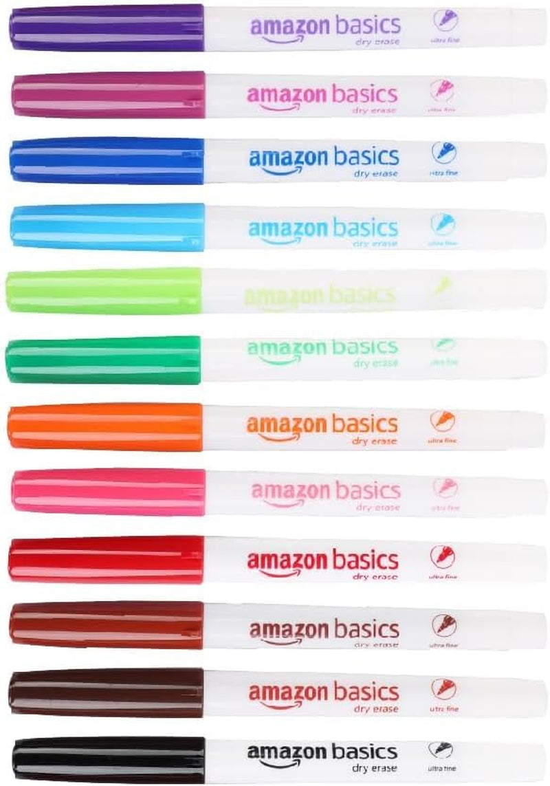 Low Odor Ultra Fine Tip Dry Erase Whiteboard Markers, 12 Pack, Black