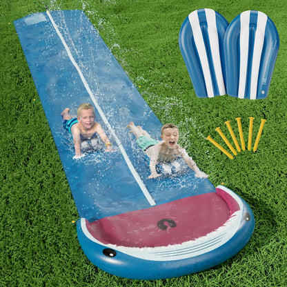 Slip and Slide Lawn Toy - Lawn Water Slides Summer Slip Waterslide for Kids Adults 20Ft Extra Long with Sprinkler N 3 Bodyboards Backyard Games Outdoor Splash Water Toys outside Play Park