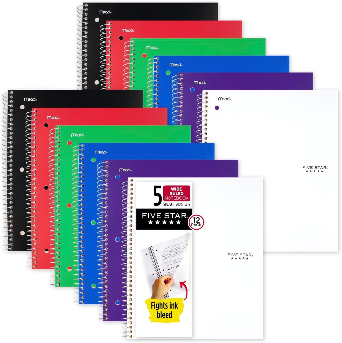 Spiral Notebook, 1 Subject, Wide Ruled Paper, 10-1/2" X 8", 100 Sheets, Assorted Colors, Color Will Vary, Office Product , 1 Count (05200)