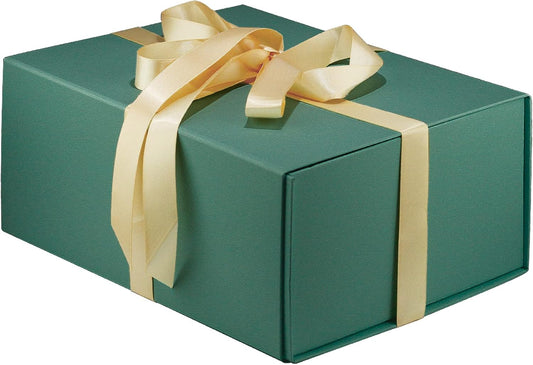 Green Gift Box,9" X 7" X 4" Gift Box with Lids for Presents Magnetic Closure for Gift Packaging, Gift Box for Birthday, Christmas Gift Box -Green with Ribbon