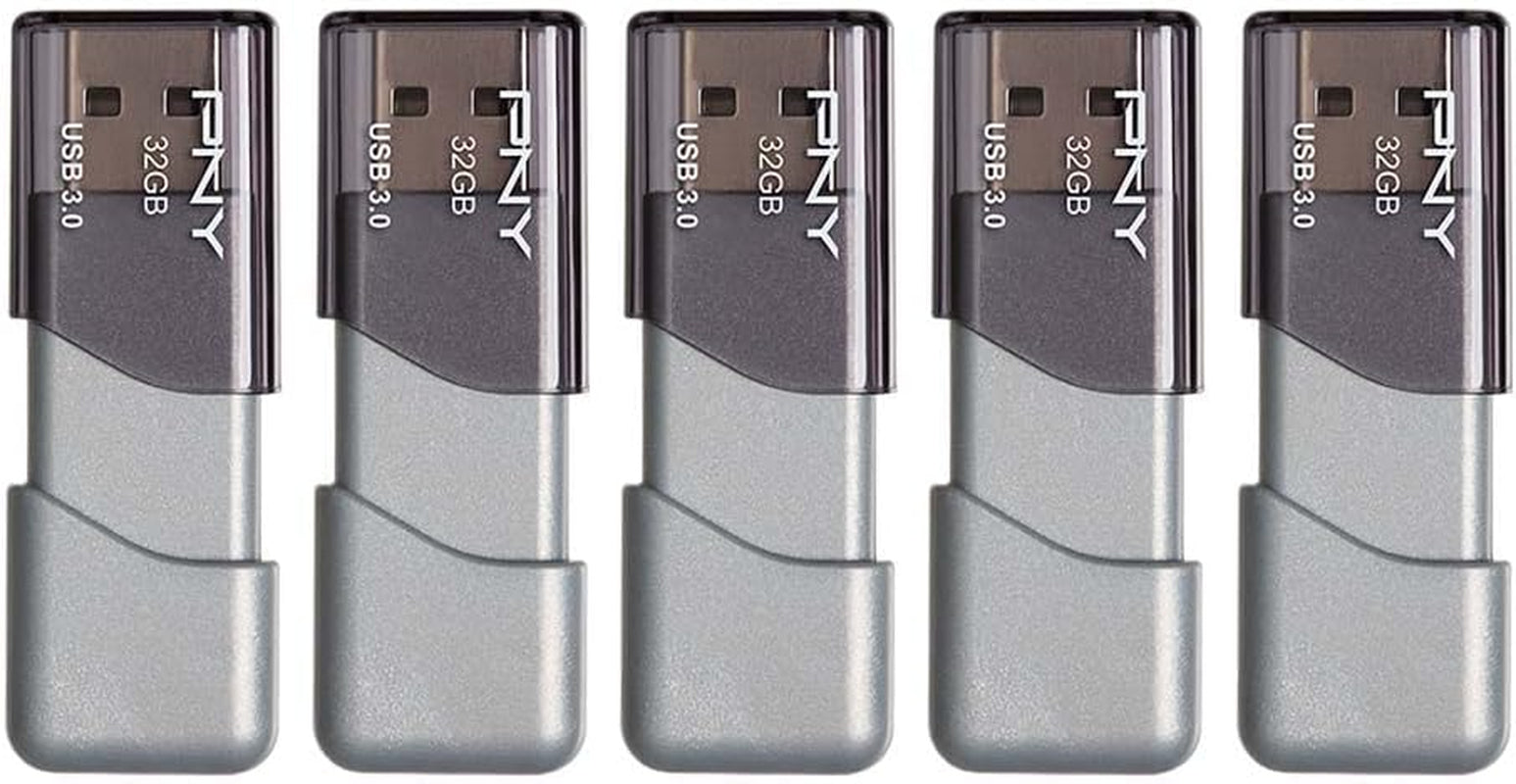 64GB Turbo Attaché 3 USB 3.0 Flash Drive 5-Pack, Silver