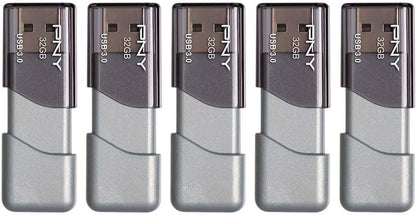 64GB Turbo Attaché 3 USB 3.0 Flash Drive 5-Pack, Silver