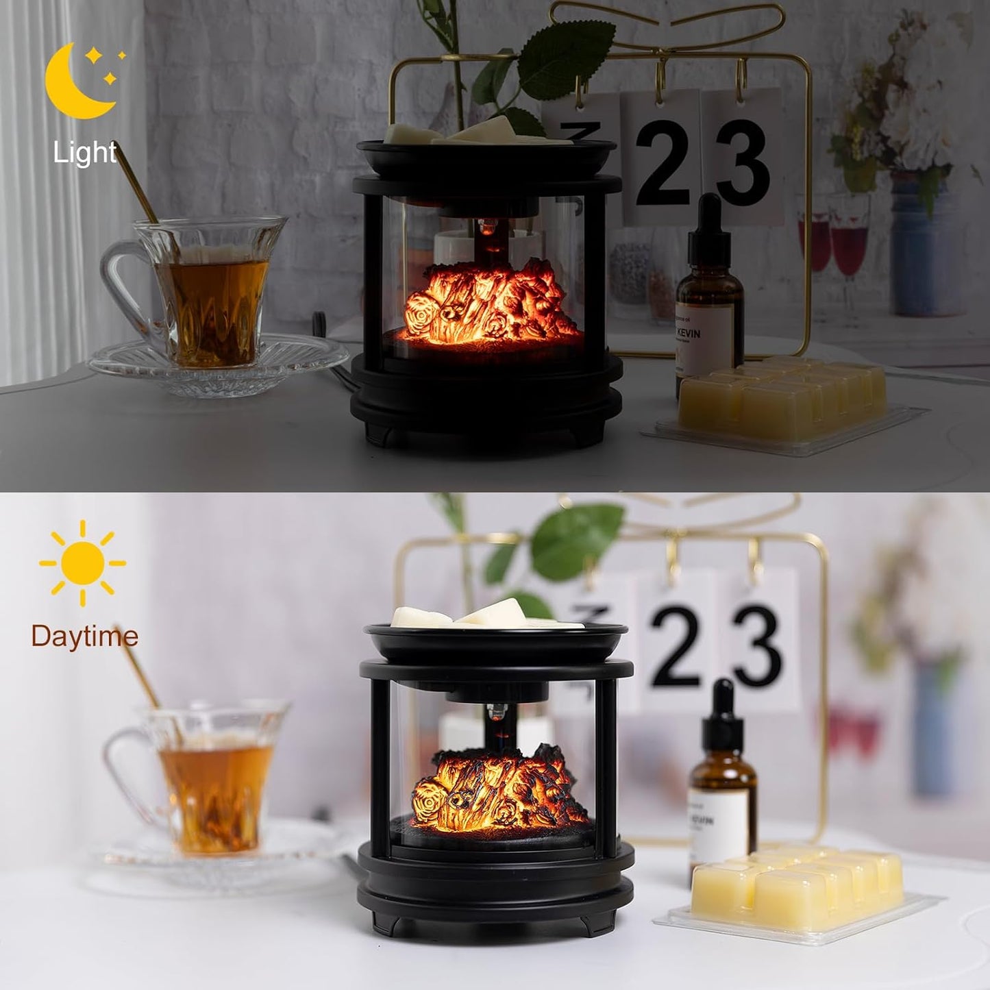 Wax Melt Warmer,Campfire Wax Warmer,3-In-1 Oil Burner Electric Candle Wax Warmer,Wax Warmer for Scented Wax,Wax Melter Burner Fragrance Warmer for Home Office Gifts & Decor(Breather Lights)