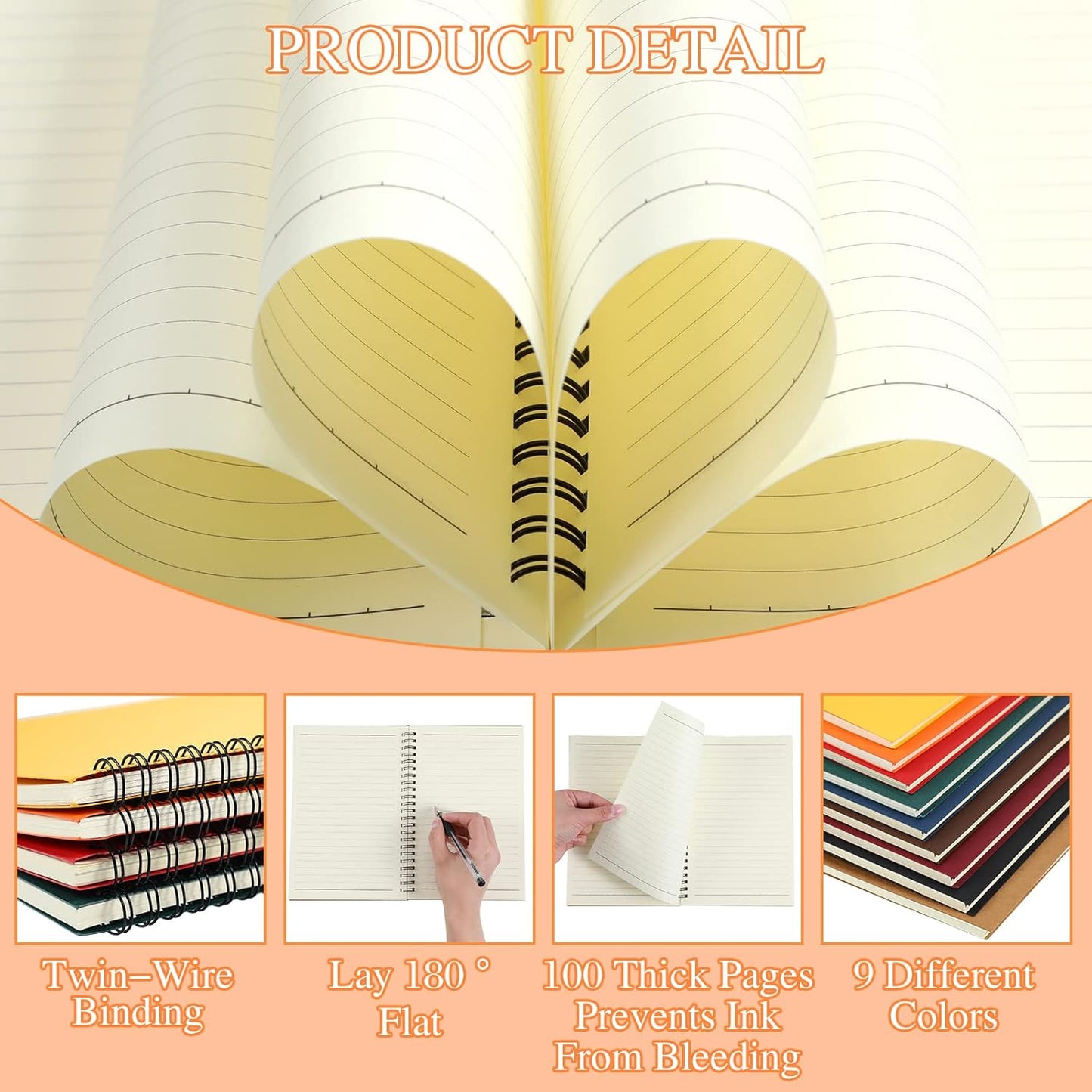 Spiral Notebook Bulk A5 College Ruled Journals Notebooks Lined 8.3 X 5.5 Inch Note Books Composition Writing Thick Paper Notebook for Office Business School Gifts Supplies(Multi Color, 18 Pcs)