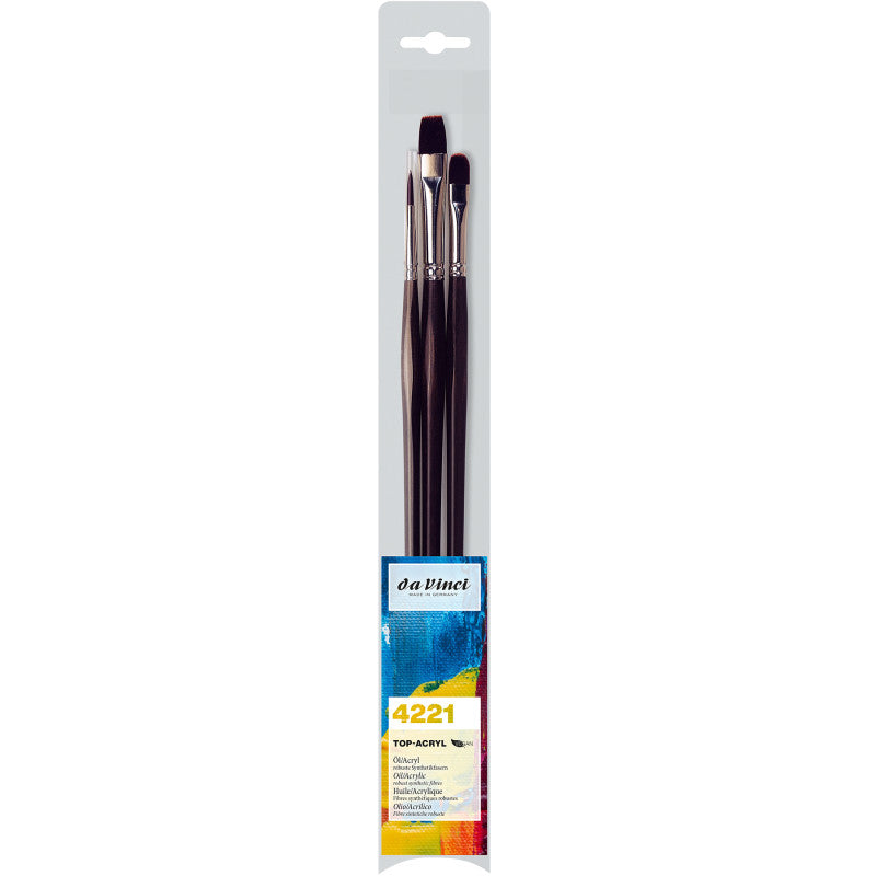 TOP-ACRYL Assorted Brushes, Synthetic, Oil & Acrylic, 3 Brush Set