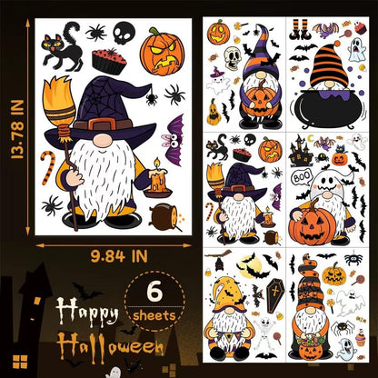 Halloween Window Clings Decals,Halloween Window Glass Decorations with Cute Gnome for Party Supplies(Gnome)