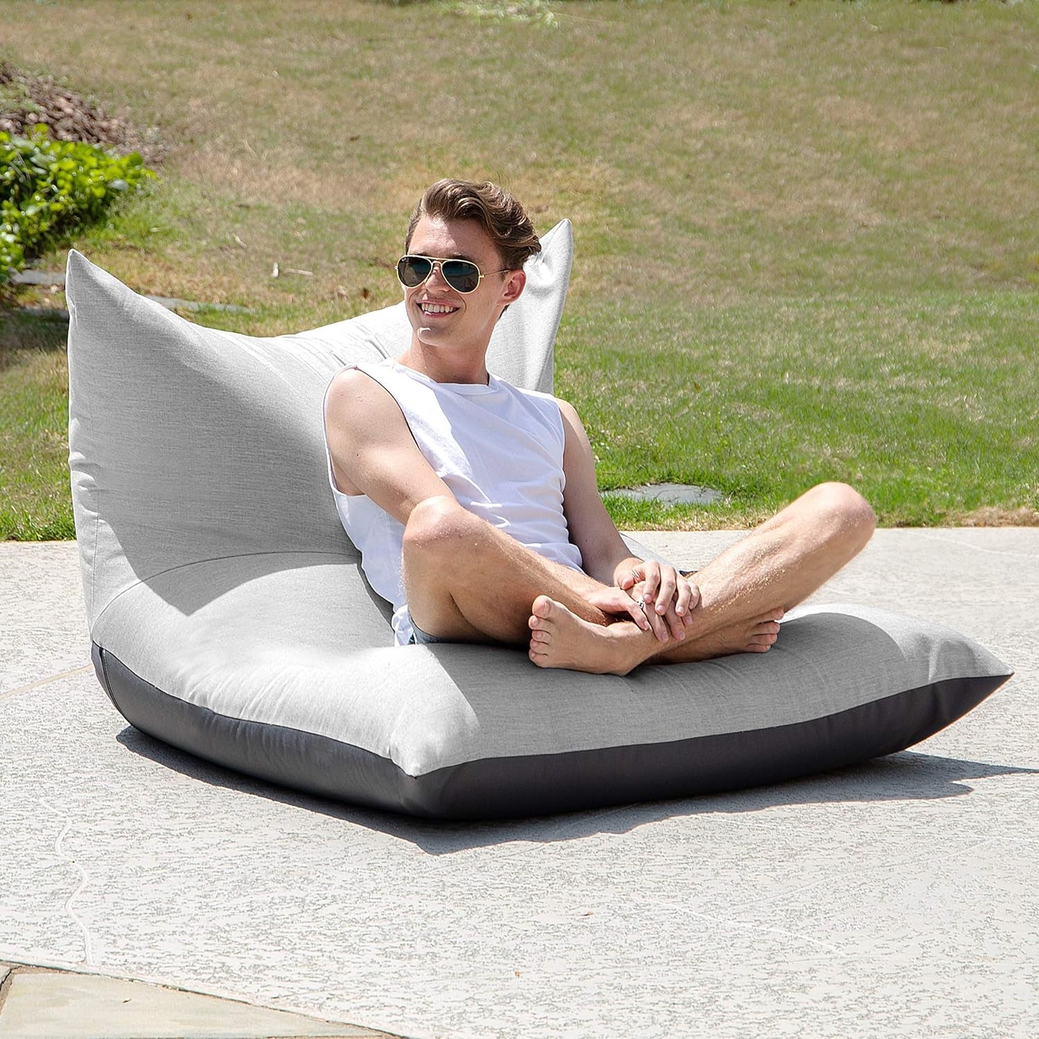 Finster Lounge Chair Outdoor Bean Bag, Granite