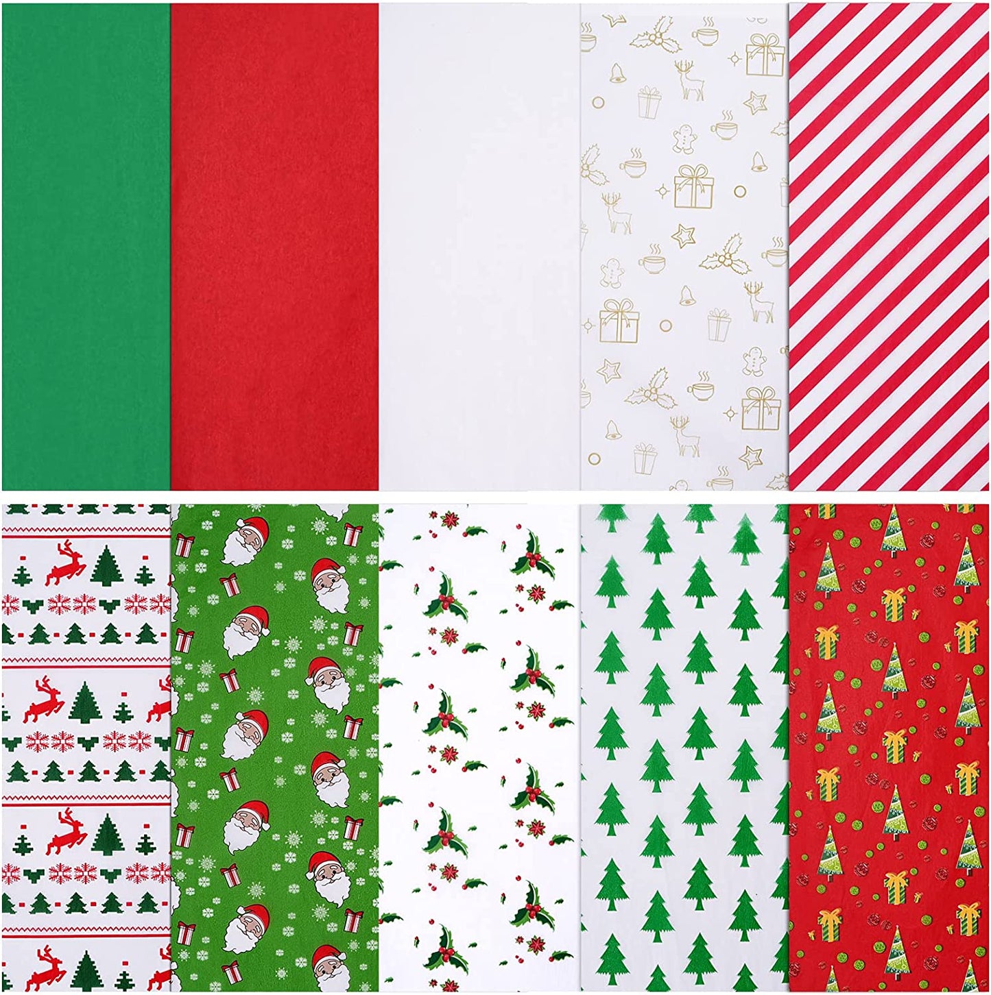 160 Sheets Tissue Paper, 19.7" X 19.7" Christmas Tissue Paper for Gift Bags, Xmas Tissue Paper for Gift Wrapping and DIY Gift Bags, Christmas Presents, Holiday Crafts (160)