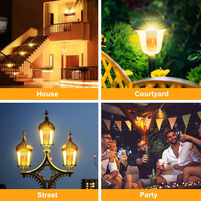 LED Flame Light Bulbs, 4 Modes Flickering Light Bulbs, E26 Base Fire Flame Bulb, Halloween, Christmas Party Porch Outdoor and Indoor Home Decorations(Yellow, 2 Pack)