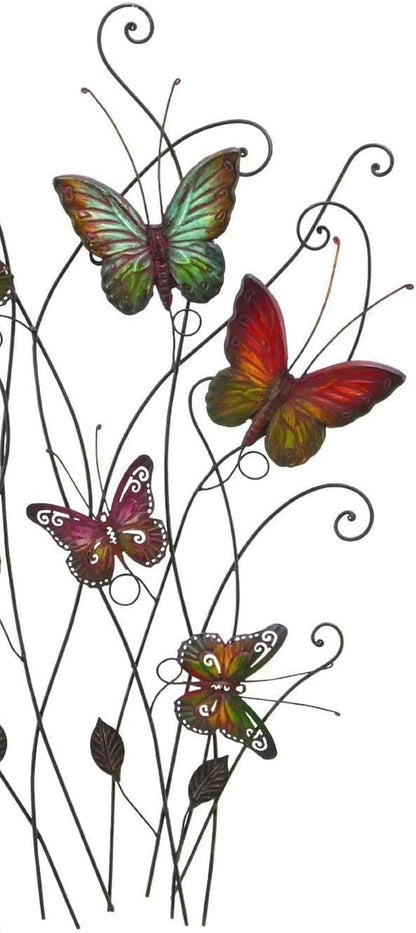 Colorful Butterflies Metal Wall Art Decor, 32" X 20"